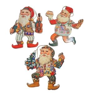 Vintage Christmas Ornament 1986 Merrimack Die Cut 2 sided Victorian Santa Lot 3